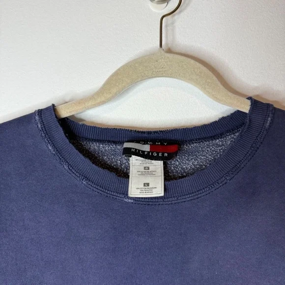 Vintage Tommy Jeans Red White Blue Hand Cropped Sweatshirt 90s 1990s - Picture 5 of 9